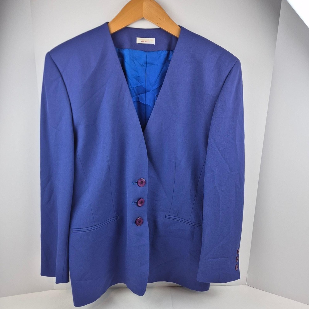Vtg 80s Hunter's Glen Women's Blazer Blue Equestrian Style Made in USA‎ M
